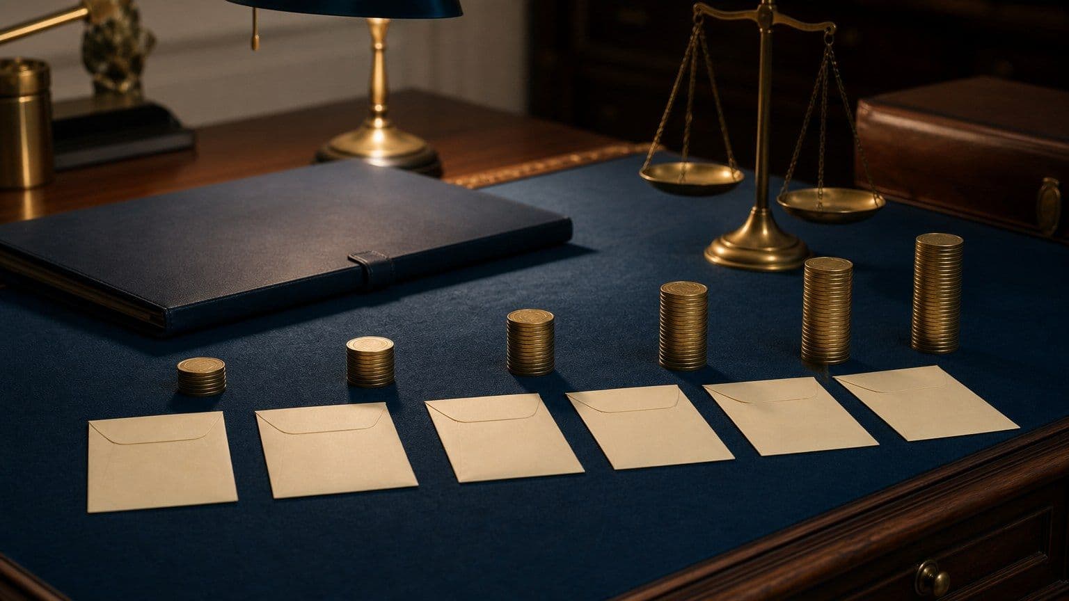 Illustration d'une stratégie obligataire avec des enveloppes et piles de pièces représentant différentes échéances.